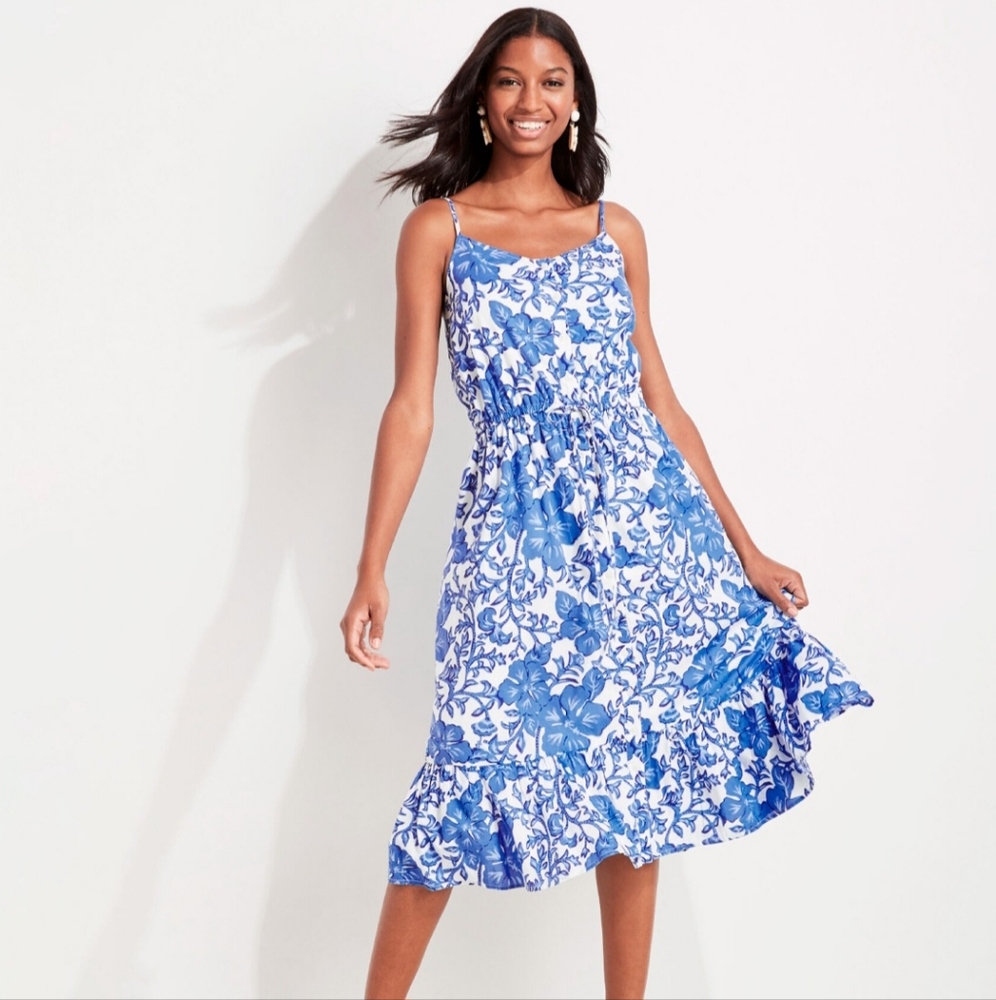 Vineyard Vines Blue and White Floral Midi Dress